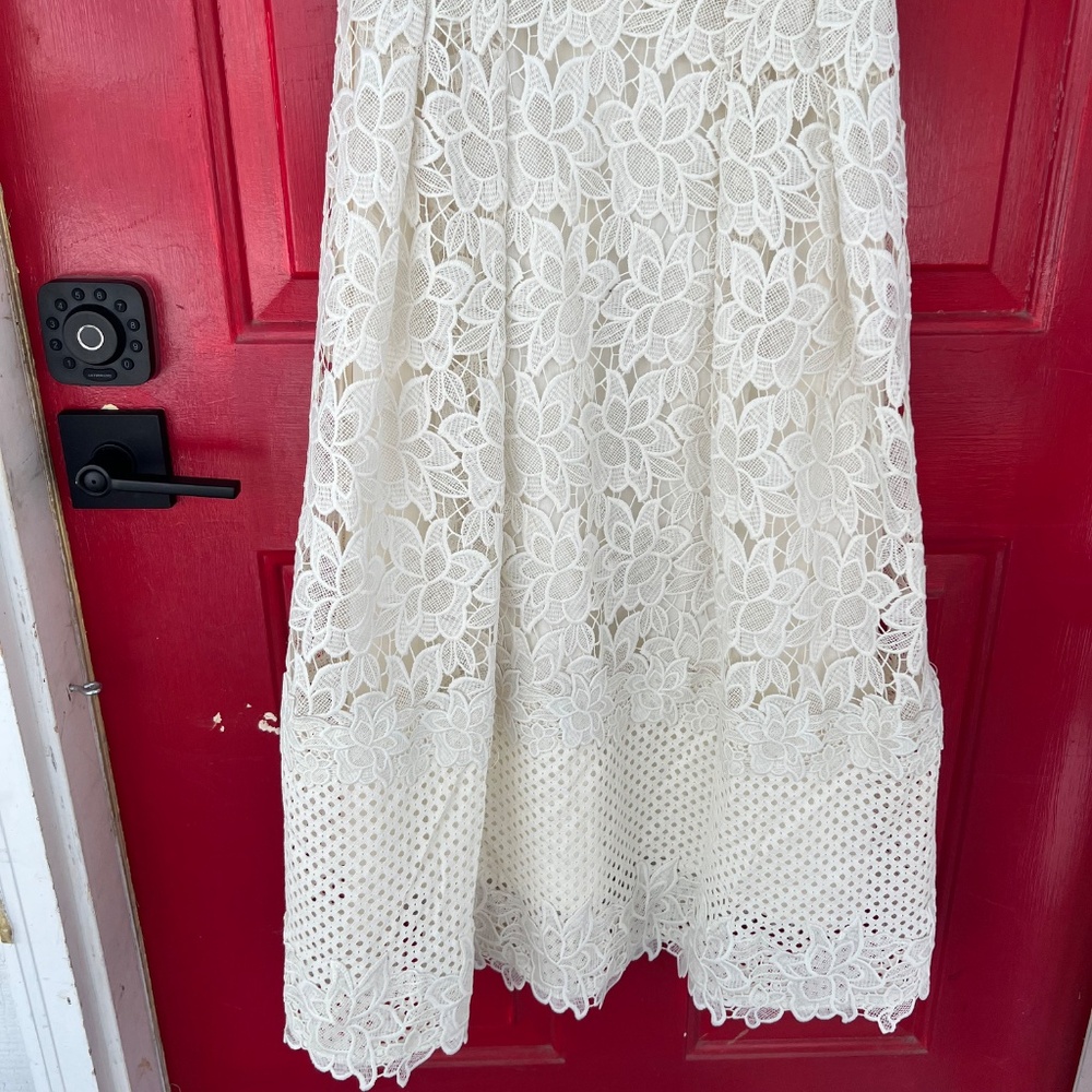 Ann Taylor New White Tank Top Dress Women's 4 Lace Wedding Summer Spring Flowers - Picture 5 of 9